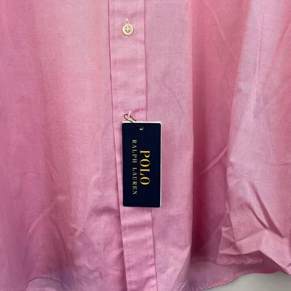 NEW Polo Ralph Lauren Mens 16.5 34/35 (Large) Cotton Button Down Solid Pink $125
